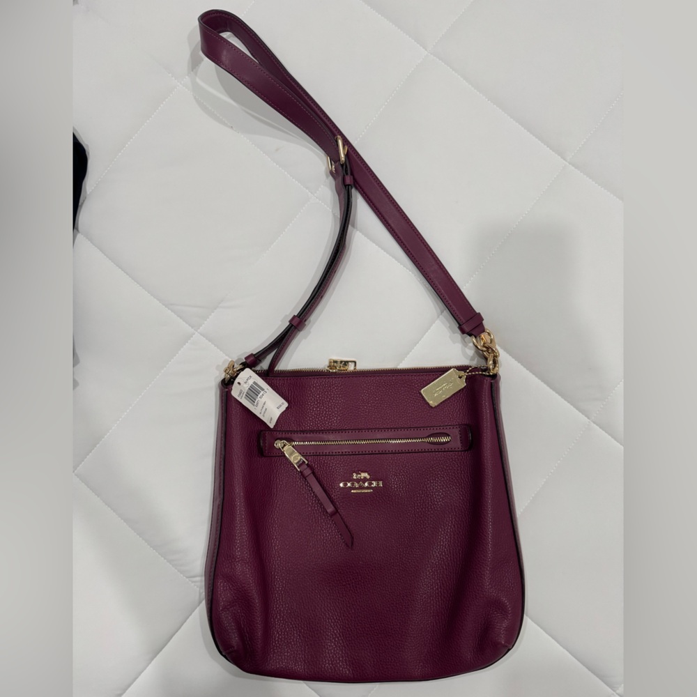 Coach Purple Crossbody Bag with Gold Accents